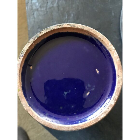 Vintage 1960's Green Blue Abstract Tall Ceramic Vase Studio Art Pottery Handmade - Picture 6 of 10